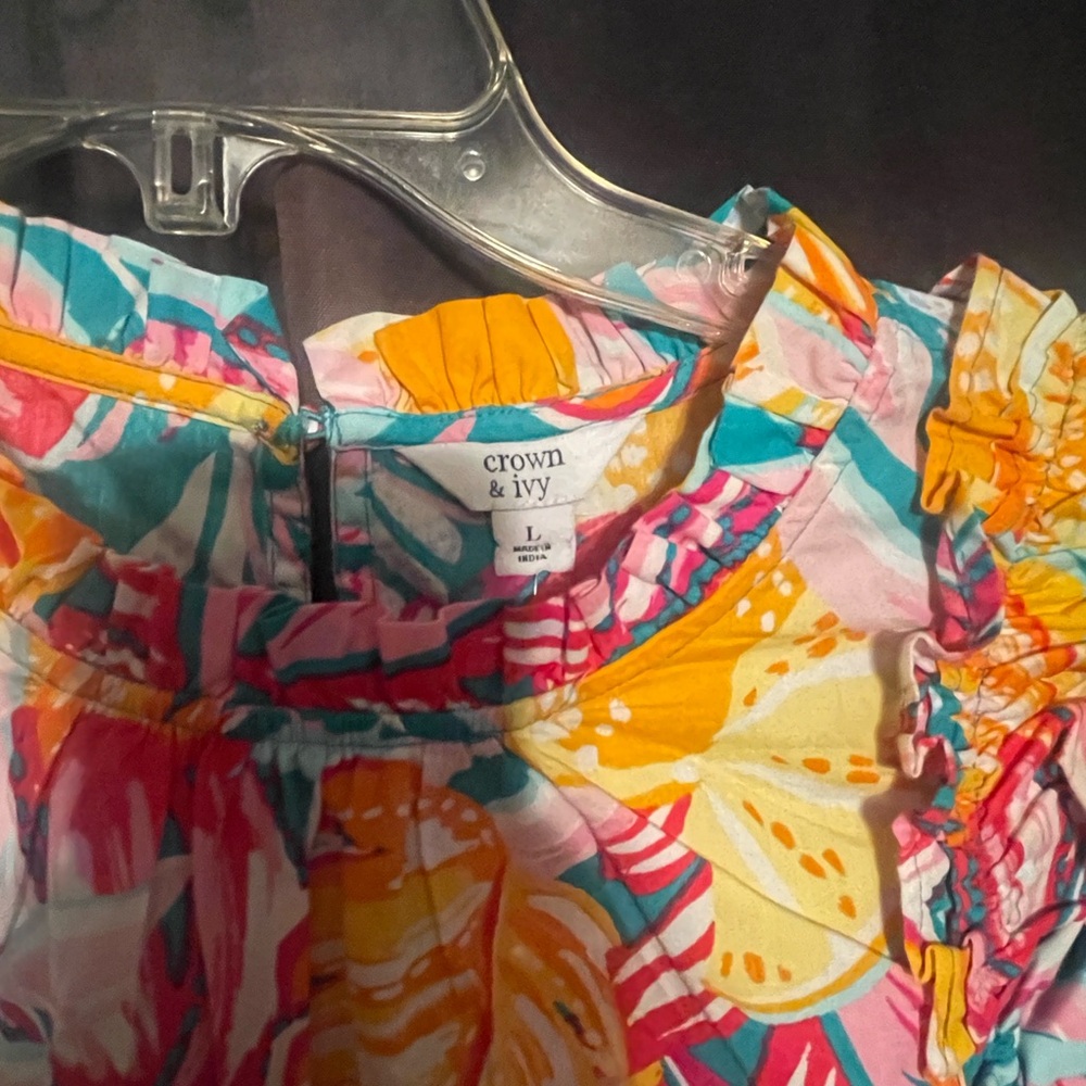 Crown & Ivy Colorful Ruffle Sleeve Top - Picture 5 of 5